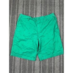 Lacoste Shorts Mens 38 Green Chino‎ Geometric Embroidered Casual Golf Preppy